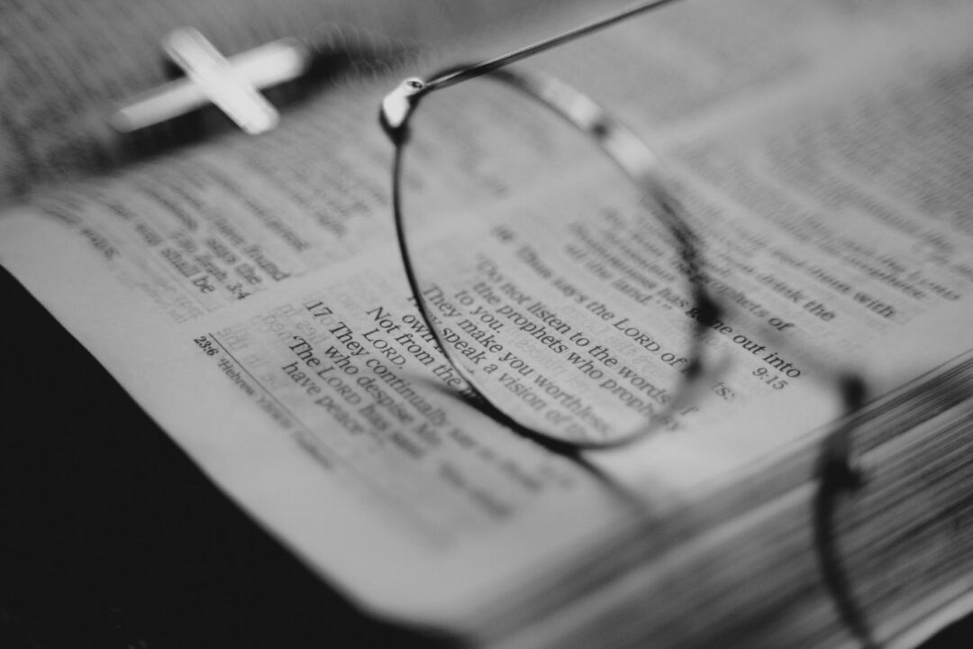 eyeglasses on the bible